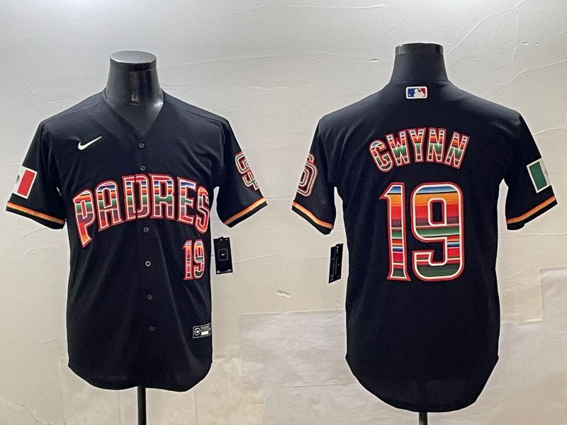 Men San Diego Padres #19 Gwynn Black Fashion Game 2025 Nike MLB Jersey style 1